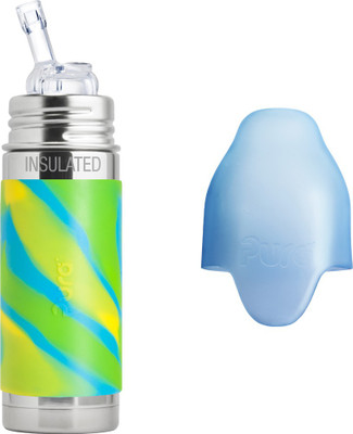 

Pura 9 oz Insulated Stainless Steel Bottle with Silicone Straw - 260 ml(Aqua Swirl)