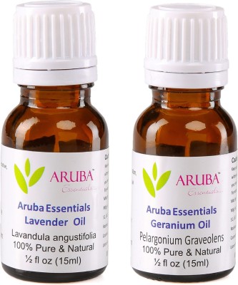 

Aruba Essentials Lavender Oil & Geranium Oil 100% Undiluted Combo of 15 ml each(30 ml)