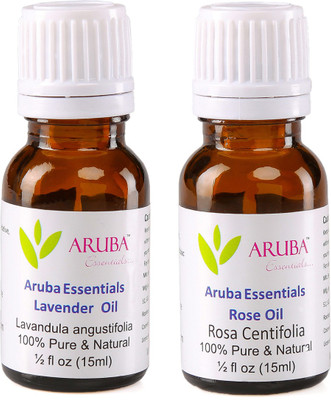 

Aruba Essentials Lavender Oil & Rose Oil 100% Undiluted Combo of 15 ml each(30 ml)