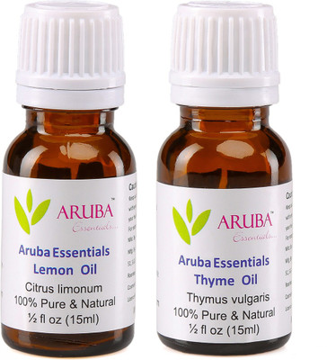 

Aruba Essentials Lemon Oil & Thyme Oil 100% Undiluted Combo of 15 ml each(30 ml)