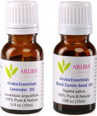 

Aruba Essentials Lavender Oil & Black Cumin Seed Oil 100% Undiluted Combo of 15 ml each(30 ml)