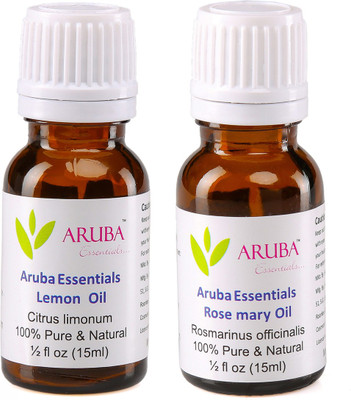 

Aruba Essentials Lemon Oil & Rosemary Oil 100% Undiluted Combo of 15 ml each(30 ml)