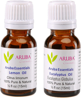 

Aruba Essentials Lemon Oil & Eucalyptus Oil 100% Undiluted Combo of 15 ml each(30 ml)