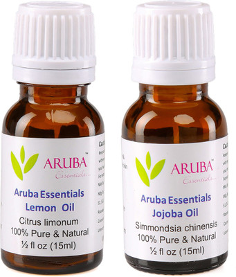 

Aruba Essentials Lemon Oil & Jojoba Oil 100% Undiluted Combo of 15 ml each(30 ml)
