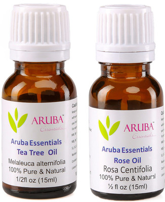 

Aruba Essentials Tea Tree Oil & Rose Oil 100% Undiluted Combo of 15 ml each(30 ml)