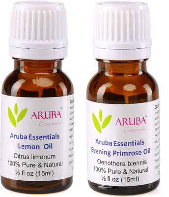 

Aruba Essentials Lemon Oil & Evening Primrose Oil 100% Undiluted Combo of 15 ml each(30 ml)