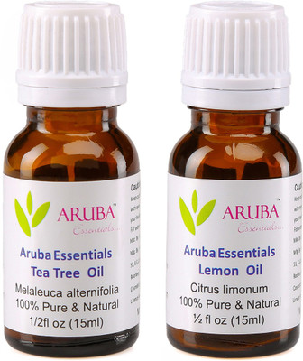 

Aruba Essentials Tea Tree Oil & Lemon Oil 100% Undiluted Combo of 15 ml each(30 ml)