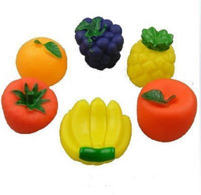 

Baby Tintin High Quality Non-Toxic Soft Chu chu Fruit/vegetable Bath toys Set of 6 Multi-color Bath Toy(Multicolor)