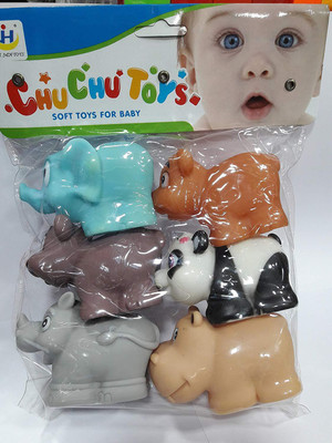 

Baby Tintin High Quality Non-Toxic Soft Chu Chu Different Animal Bath Toys Set of 6 Multi-color. Bath Toy(Multicolor)