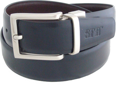 

SFA Men Formal Black Artificial Leather Reversible Belt, Black and brown
