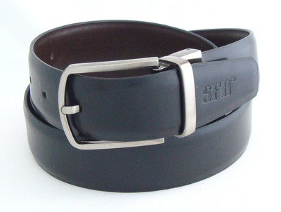 

SFA Men Formal Black Artificial Leather Reversible Belt, Black and brown