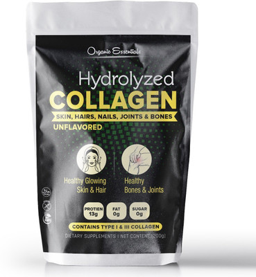 

Organic Essentials Hydrolyzed Collagen 200 Grams Pure Protein,For Skin Glow,Healthy Bones ,Joints and Thicker Hair(200 g)