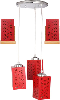 AFAST Deginer Tripple Hanging Ceiling Lamp & Two Wall lamp Combo Set Made With Wood For Trendy & Stylish Interior Decoration No GX61 Pendant Lamp Ceiling Lamp(Red)
