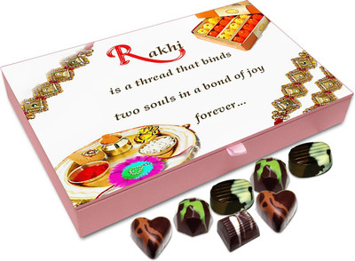 

Chocholik Rakhi Gift Box - Rakhi is a thread that binds two souls in a bond of joy forever - 12pc Truffles(144 g)