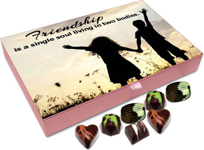 

Chocholik Friendship Gift - Friendship Is A Single Soul Living In Two Bodies - 12 Pc Truffles(144 g)
