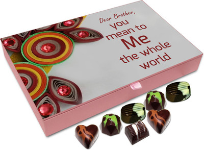 

Chocholik Rakhi Gift Box - Dear Brother you mean to me the whole world - 12pc Truffles(144 g)