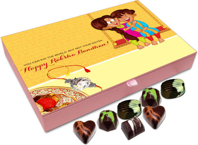 

Chocholik Rakhi Gift Box - You can kid the world but not your sister - 12pc Truffles(144 g)