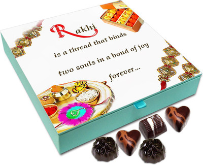 

Chocholik Rakhi Gift Box - Rakhi is a thread that binds two souls in a bond of joy forever - 9pc Truffles(108 g)