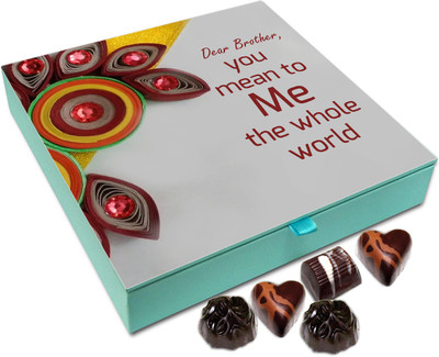 

Chocholik Rakhi Gift Box - Dear Brother you mean to me the whole world - 9pc Truffles(108 g)