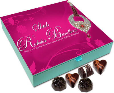 

Chocholik Rakhi Gift Box - Please accept our heartiest greetings for Raksha Bandhan! - 9pc Truffles(108 g)