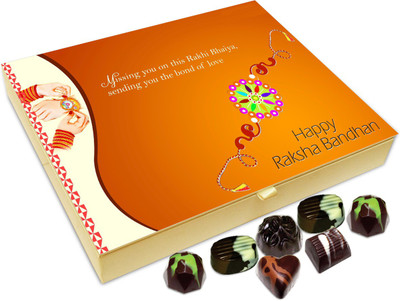

Chocholik Rakhi Gift Box - Missing you on this rakhi bhaiya - 20pc Truffles(240 g)