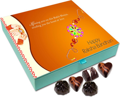 

Chocholik Rakhi Gift Box - Missing you on this rakhi bhaiya - 9pc Truffles(108 g)