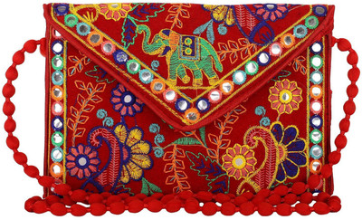 

SUVASANA Casual Red Clutch