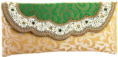

Utsavi Party Green, Beige Clutch, Beige;green