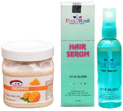 

Pink Root Orange Scrub 500ml and Hair Serum 100ml(Set of 2)