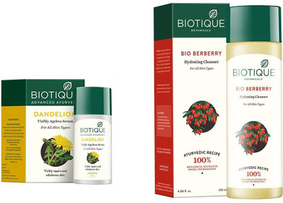

BIOTIQUE BIO Dandelion Ageless Lightening Serum, BERBERRY HYDRATING CLEANSER FOR ALL SKIN TYPES(Set of 2)
