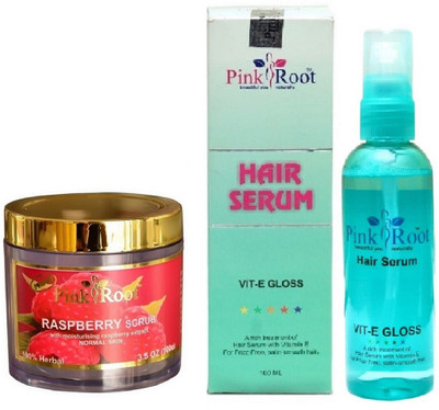 

Pink Root Raspberry Scrub 100gm and Hair Serum 100ml(Set of 2)