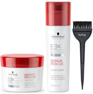 

styling hair brush & schwarzkopf repair rescue Masque & conditioner(Set of 3)