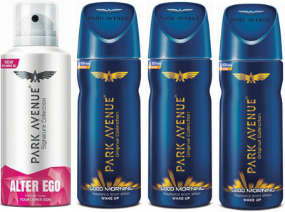 

Park Avenue 1 Alter Ego & 3 Good Morning Body Spray - For Men(520 ml, Pack of 4)