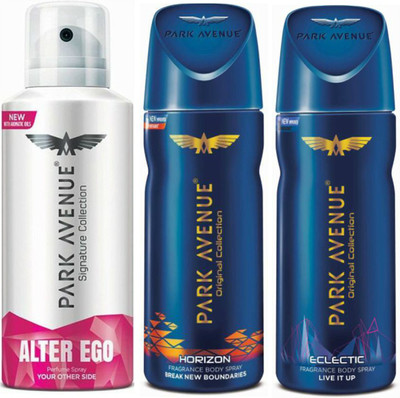 

Park Avenue 1 Alter Ego & 1 Horizon & 1 Eclectic Body Spray - For Men(390 ml, Pack of 3)