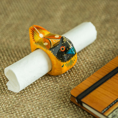 

ExclusiveLane 1 Compartments Wood Napkin Holder(Yellow)