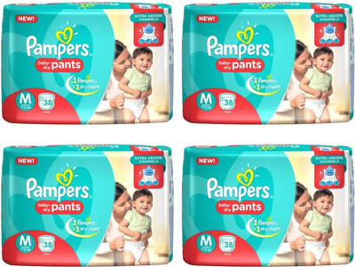 

Pampers BABY DIAPER PANTS, 38 Pcs PACK, SET OF 4 PACKS, SIZE MEDIUM, FOR BABY WEIGHT 7-12 KGS. - M(152 Pieces)