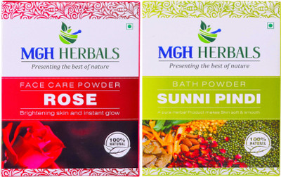 

MGH Herbals Rose & Bath Powder Pack of 2 (Each 100grm)(200 g)