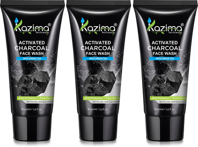 

KAZIMA Activated CHARCOAL Face Wash (100 ML Pack 3) With Green Tea For Anti Pollution + Pore Purify Skin Face Wash(100 ml)