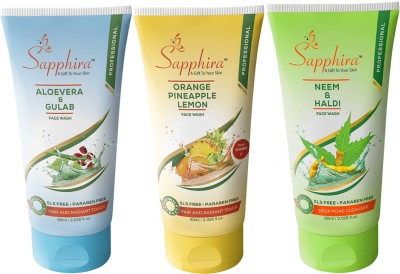 

Sapphira Aloevera - Gulab, Orange - Pineapple - Lemon & Neem - Haldi Face Wash(180 ml)