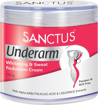 

SANCTUS Underarm Whitening & Sweat Reduction Cream (With Alpha Arbutin, Kojic Acid & Liquorice Extracts) - 100gm (New & Improved Formula with De-Odourizing Effect - Paraben & SLS Free)(100 g)
