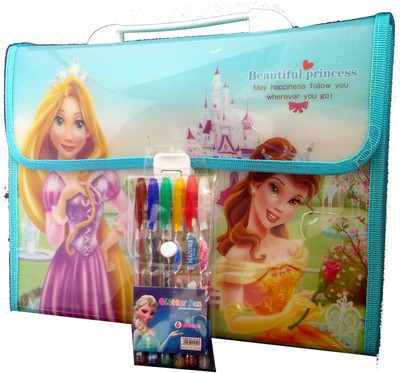 

TECHNOCHITRA PLASTIC FAIRY PRINCESS PRINTED HARMONIUM FILE FOLDER WITH SET OF 6 GLITTER PENS A PERFECT BIRTHDAY GIFT / RETURN GIFT FOR KIDS(Set Of 1, Multicolor)