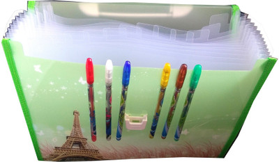 

TECHNOCHITRA PLASTIC EIFFEL TOWER PRINTED HARMONIUM FILE FOLDER WITH SET OF 6 GLITTER PENS A PERFECT BIRTHDAY GIFT / RETURN GIFT FOR KIDS(Set Of 1, Multicolor)