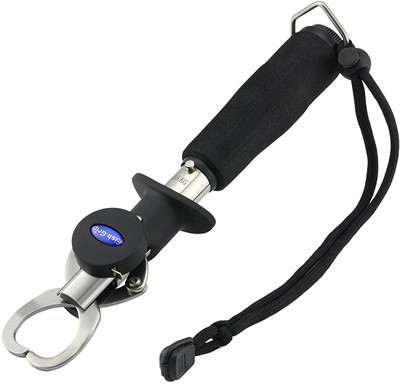 Hunting Hobby Fishing Portable Grip Stainless Steel Handle Grab Fish Lip Gripper Fishing Tackle Tool with Weight Scale and Measuring Tape Stainless Steel Fish Mouth Opener(Spring Loaded)