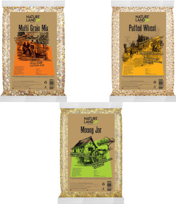 

Natureland Organics Multigrain Mix, Puffed Wheat, Moong Jor (Each 150 gm) Combo(1)