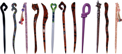 

Haveream Funky Combo of Multi Color Juda Sticks Bun Stick(Multicolor)
