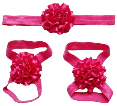 

Ziory Pink 3Pcs/Set Kids Foot Flower and Headband Hair Flower Bands Newborn Flower Hair Accessories for Baby Girls Newborn Baby Soft Wrap Elastic Flower Headband & Barefoot Sandals Shoes Foot Accessories Hair Accessory Set, Head Band, Hair Clip(Pink)