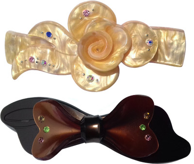 

Shreya Collection Combo of 2 Multicolour Shiny Hair Ponytail Barrette Clutcher Clip Alligator Buckle - 10068.17 Hair Clip(Multicolor)