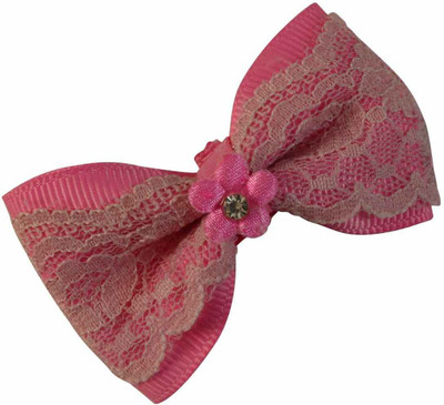 

Sarah Dark Pink Single Bow Clip with Lace and Flower for Girls Hair Clip(Pink)