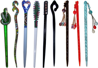 

MEHAKA Combo of Multi Color Juda Sticks Bun Stick(Multicolor)