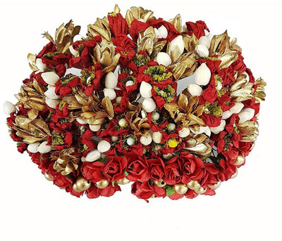 

INAAYA Juda Accessories Hair Flowers Gajra For Women Wedding Rose Flowers Hair Accessories For Bun Making Gajra Accessories For Bridal Girls Hair Accessory Set(Red)